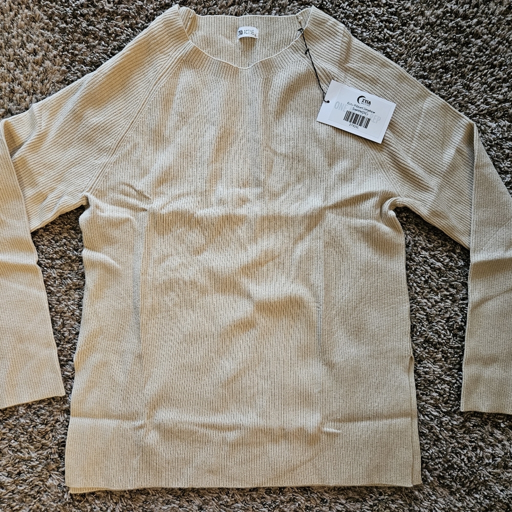 Zyia Ecru Ribbed Delphine Sweater